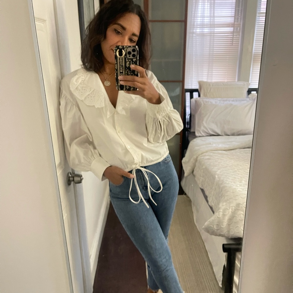 ZARA PETER PAN COLLAR TOP